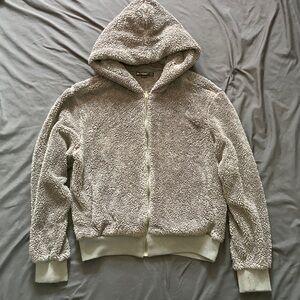 Blank NYC Grey Sherpa Hoodie Coy Soft Warm Size Small Elastic Waist and Cuff